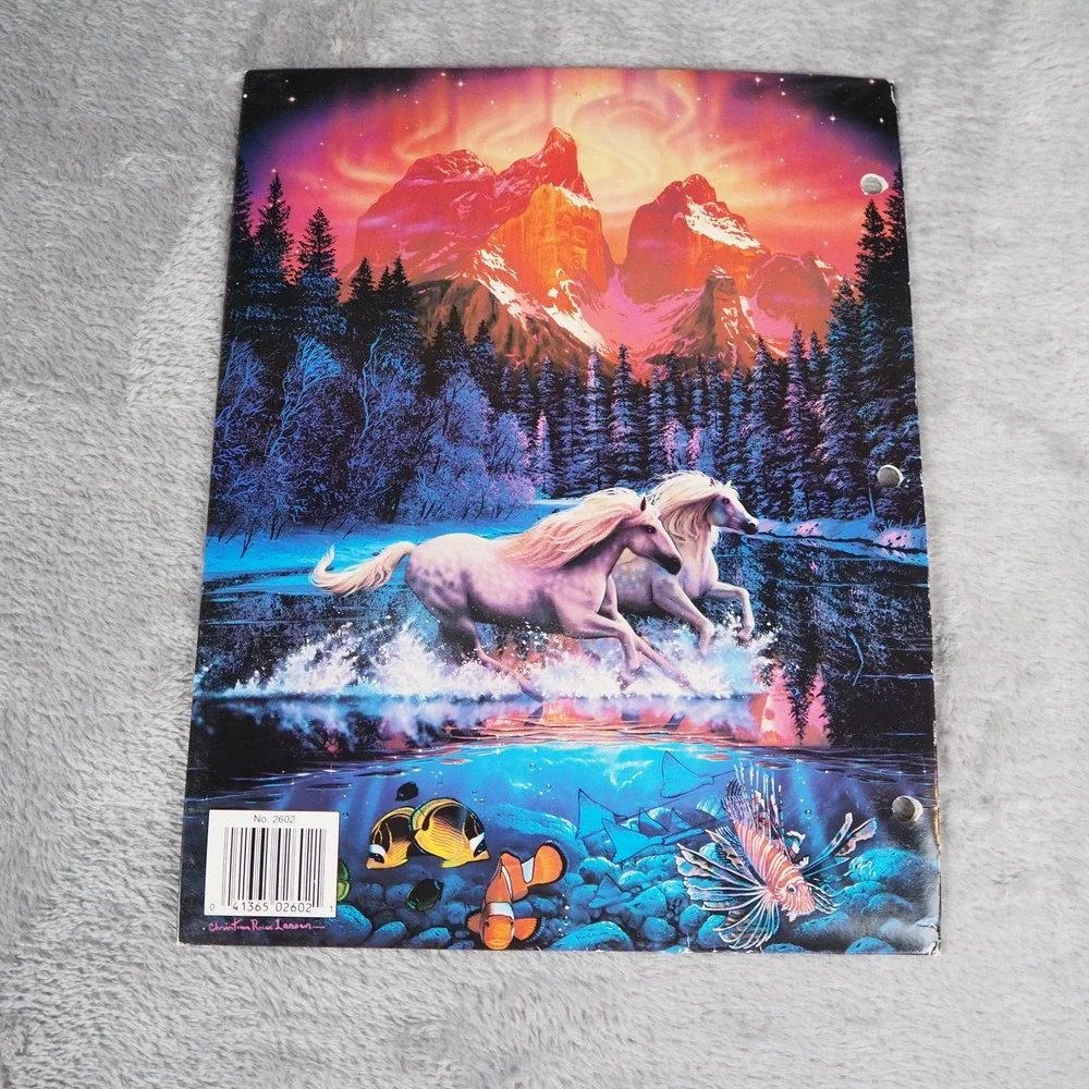 VTG 90's Unicorn‎ Horse Folders Lot of 3 Stuart Hall Christian Riese Lassen Art